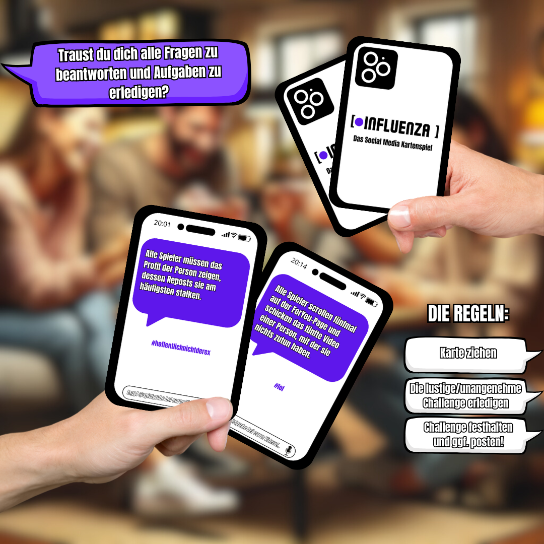 „Trendiges Partyspiel rund um Social Media, Challenges & virale Aktionen“