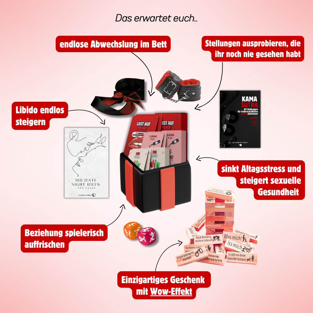 Geschenkbox für Paare mit erotischem Kartenspiel – perfekte Überraschung für romantische Nächte